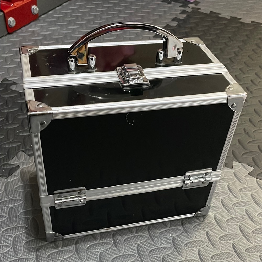 Black and Silver Makeup train case